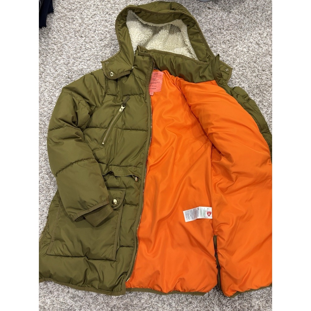 J. Crew Women's Chateau Hooded Winter Puffer Jacket Olive Green Size XSP XS